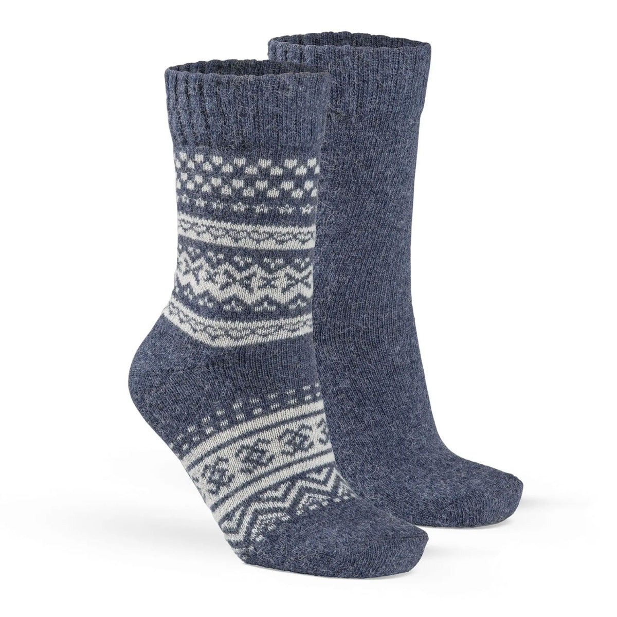 2 paires de chaussettes en laine/alpaga Adultes Fellhof - Bleu-gris 