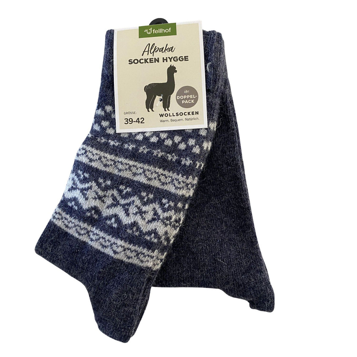 2 paires de chaussettes en laine/alpaga Adultes Fellhof - Bleu-gris