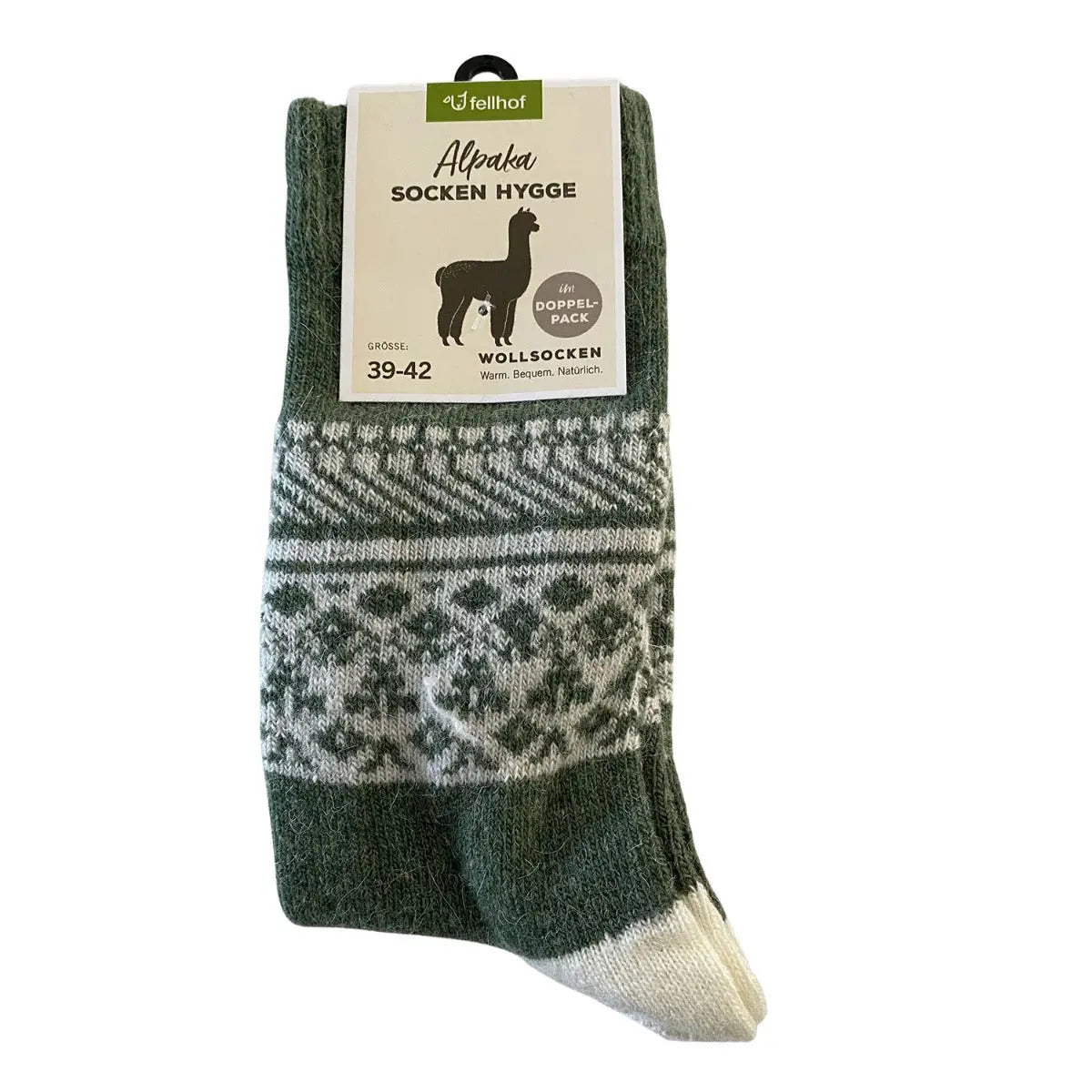 2 paires de chaussettes en laine/alpaga Adultes Fellhof - Vert - Lilinappy