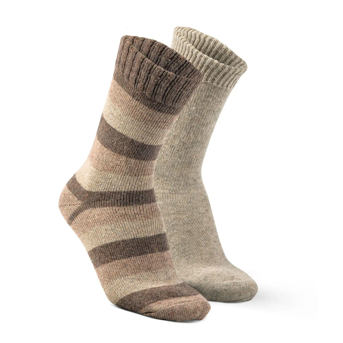 2 paires de chaussettes en laine/alpaga Adultes Fellhof - Rayé marron