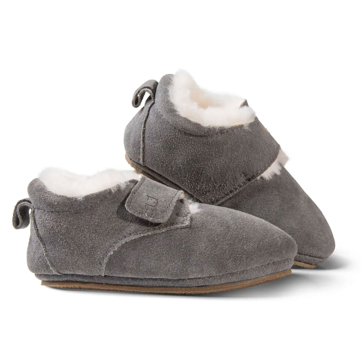 Chaussons Mogli pour enfants en peau d’agneau Fellhof - Gris - Lilinappy