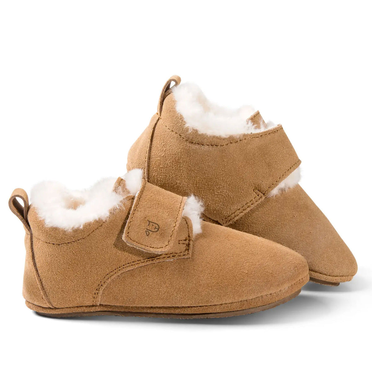 Chaussons Mogli pour enfants en peau d’agneau Fellhof - Camel