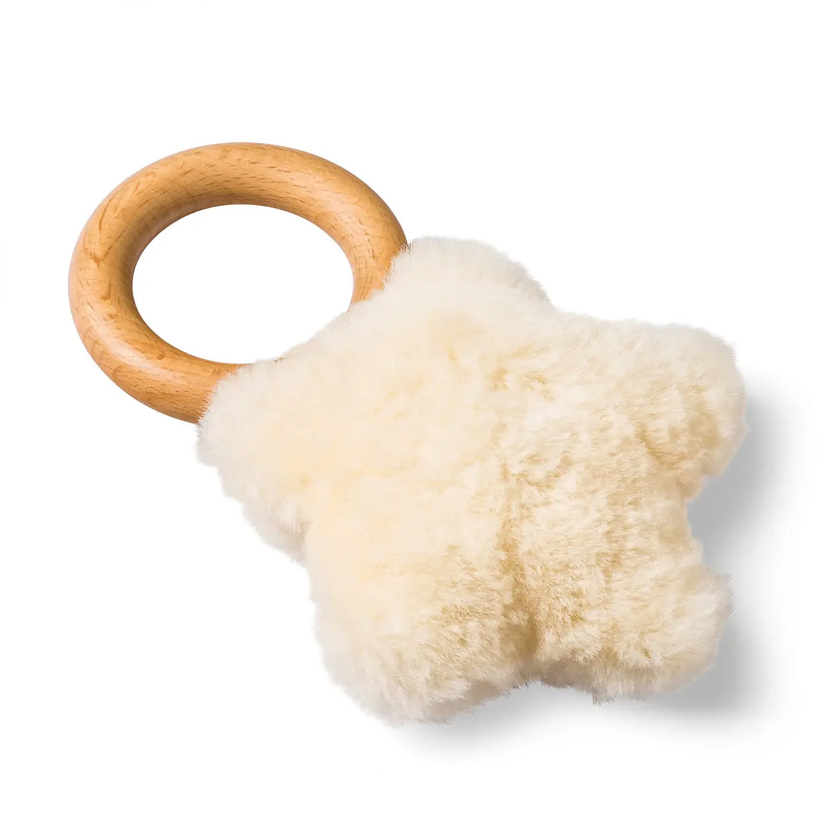 Hochet en bois & peau d'agneau Fellhof