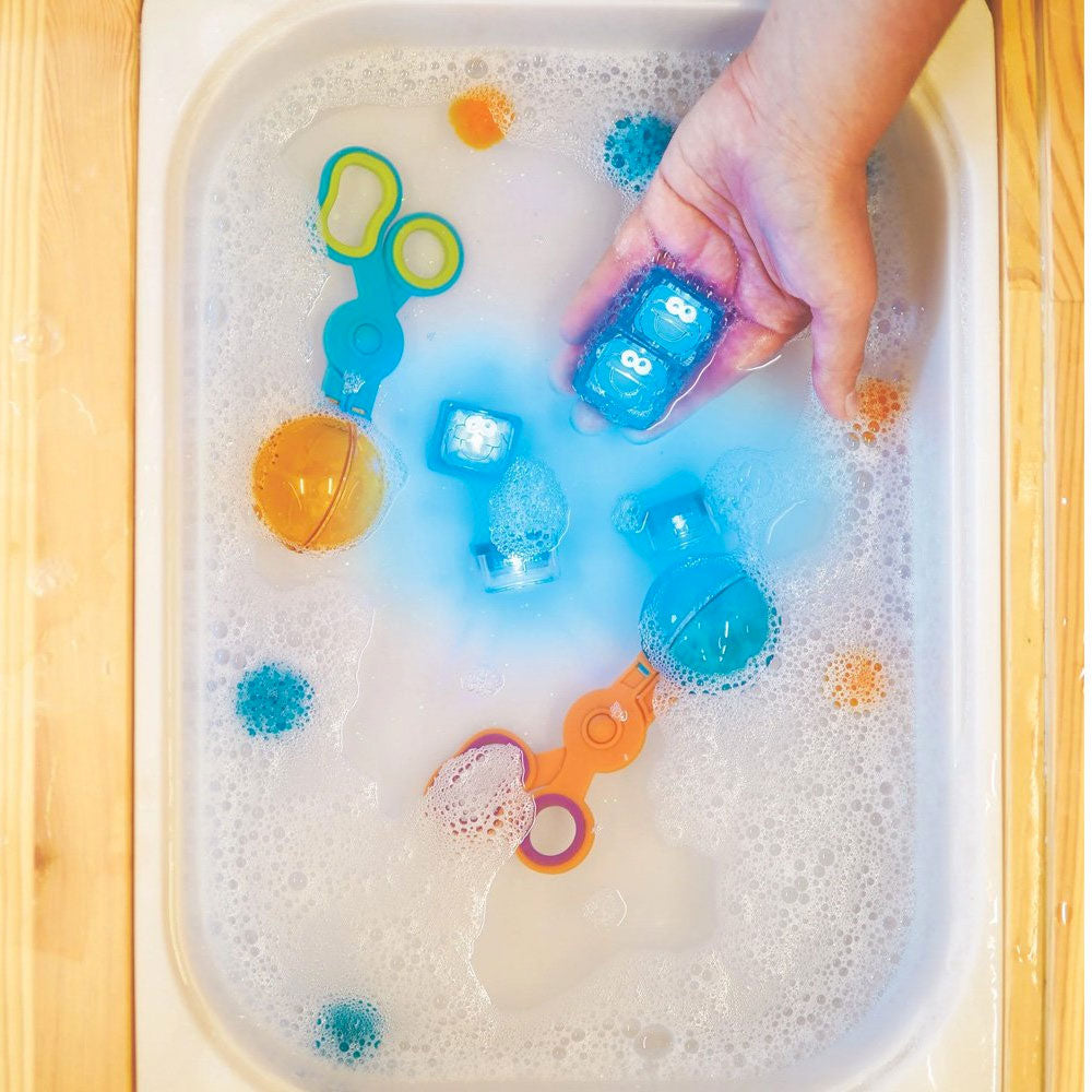 Lot de 4 cubes sensoriels lumineux pour le bain Glo Pals - Cookie monster - Lilinappy