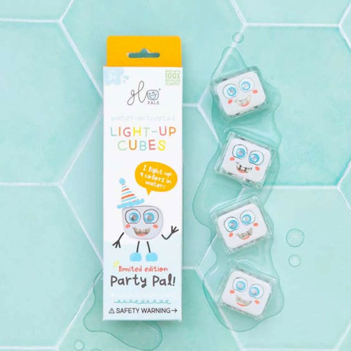 Lot de 4 cubes sensoriels lumineux pour le bain Glo Pals - Party - Lilinappy