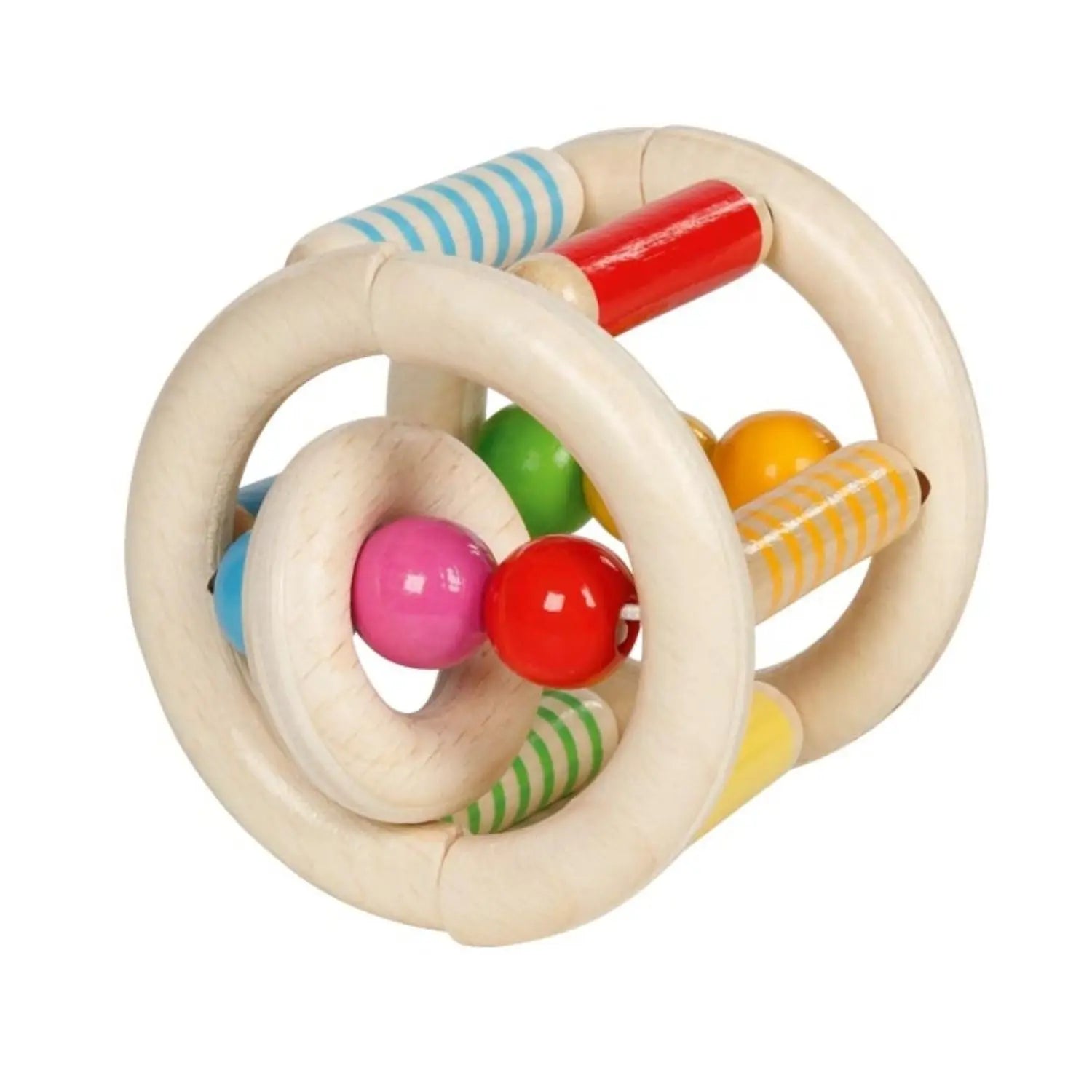 Hochet en bois bébé Goki flexible à faire rouler 