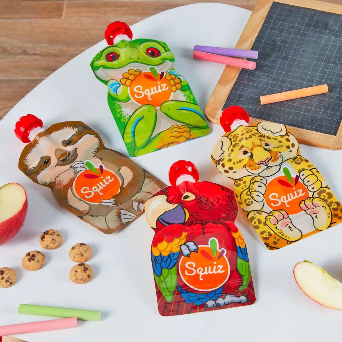 Lot de 4 gourdes compote réutilisables Squiz Amazonie