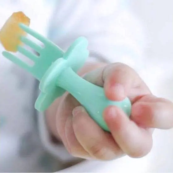 Couverts bébé ergonomiques d’apprentissage Grabease - Rose clair - Lilinappy