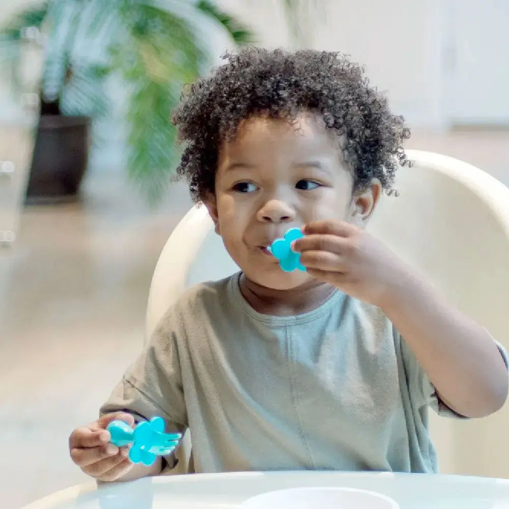 Couverts bébé ergonomiques d’apprentissage Grabease - Turquoise