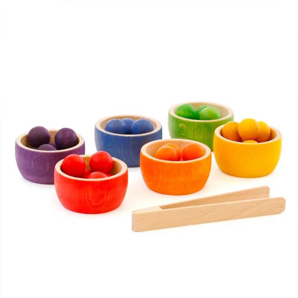 6 bols et 36 billes multicolores Grapat