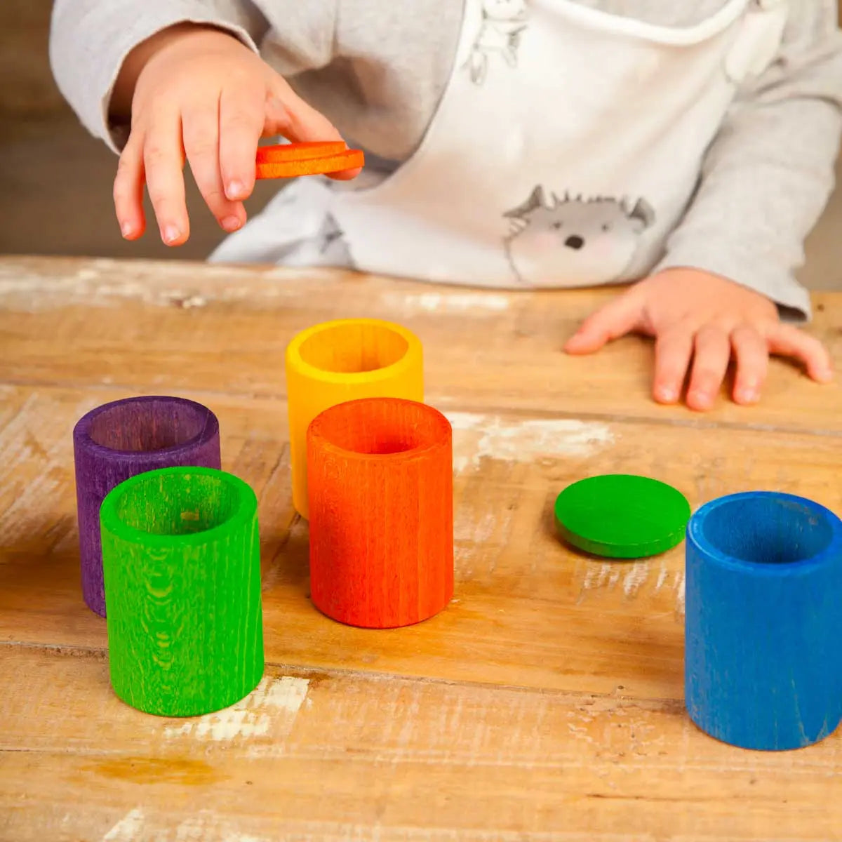 6 contenants avec couvercles multicolores en bois Grapat