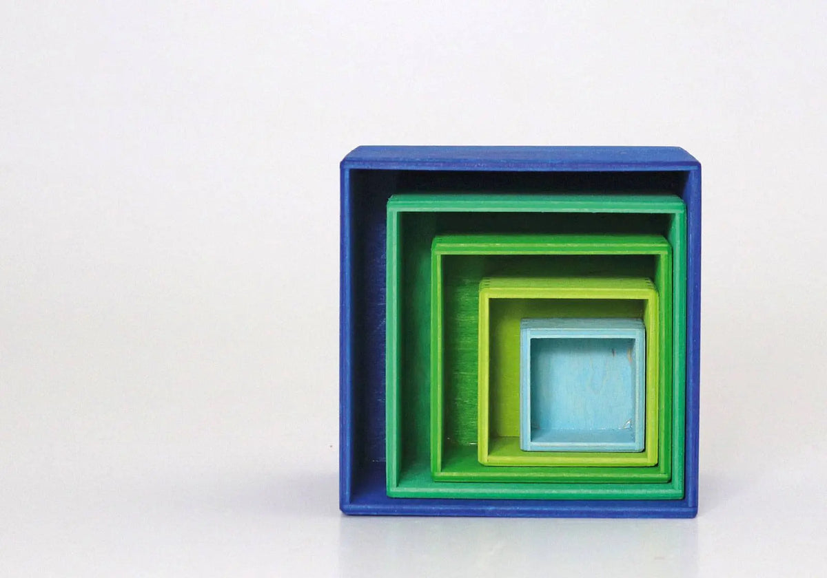 Cube à empiler en bois Grimm's - Bleu Grimms