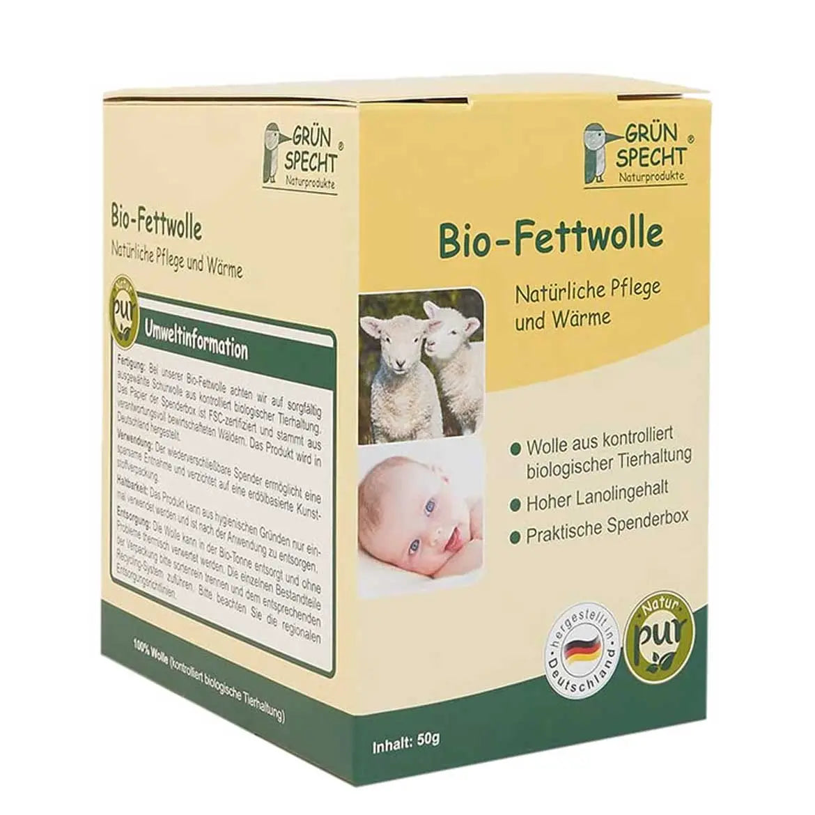 Laine grasse bio pour érythèmes et mamelons Grünspecht - Lilinappy