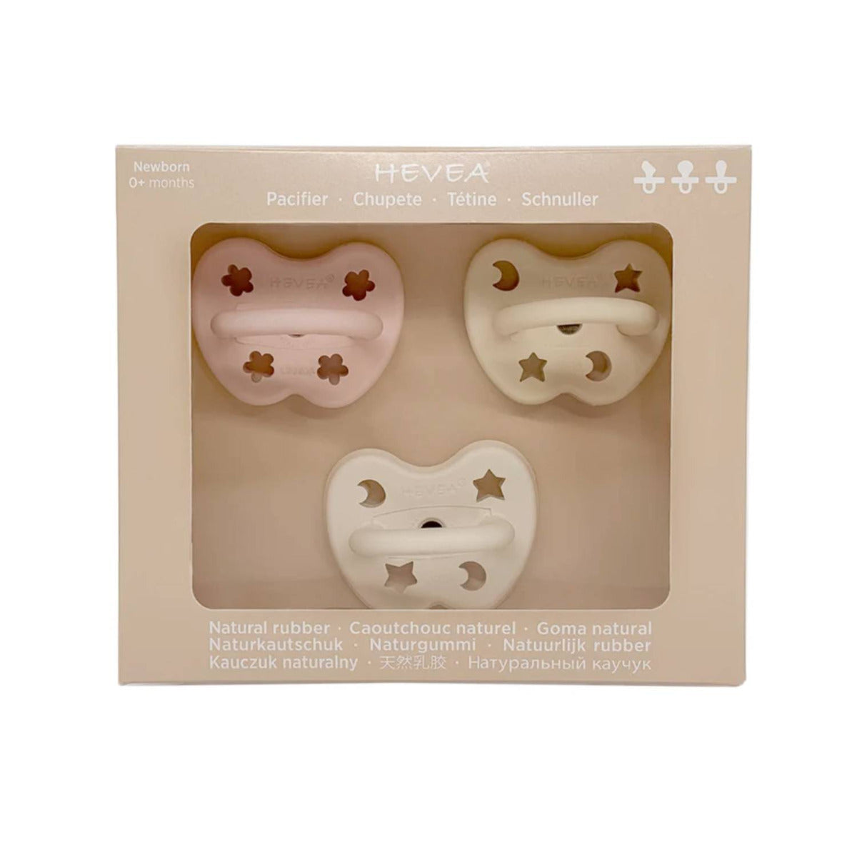 Coffret de tétines Hevea 0/3mois - Rose