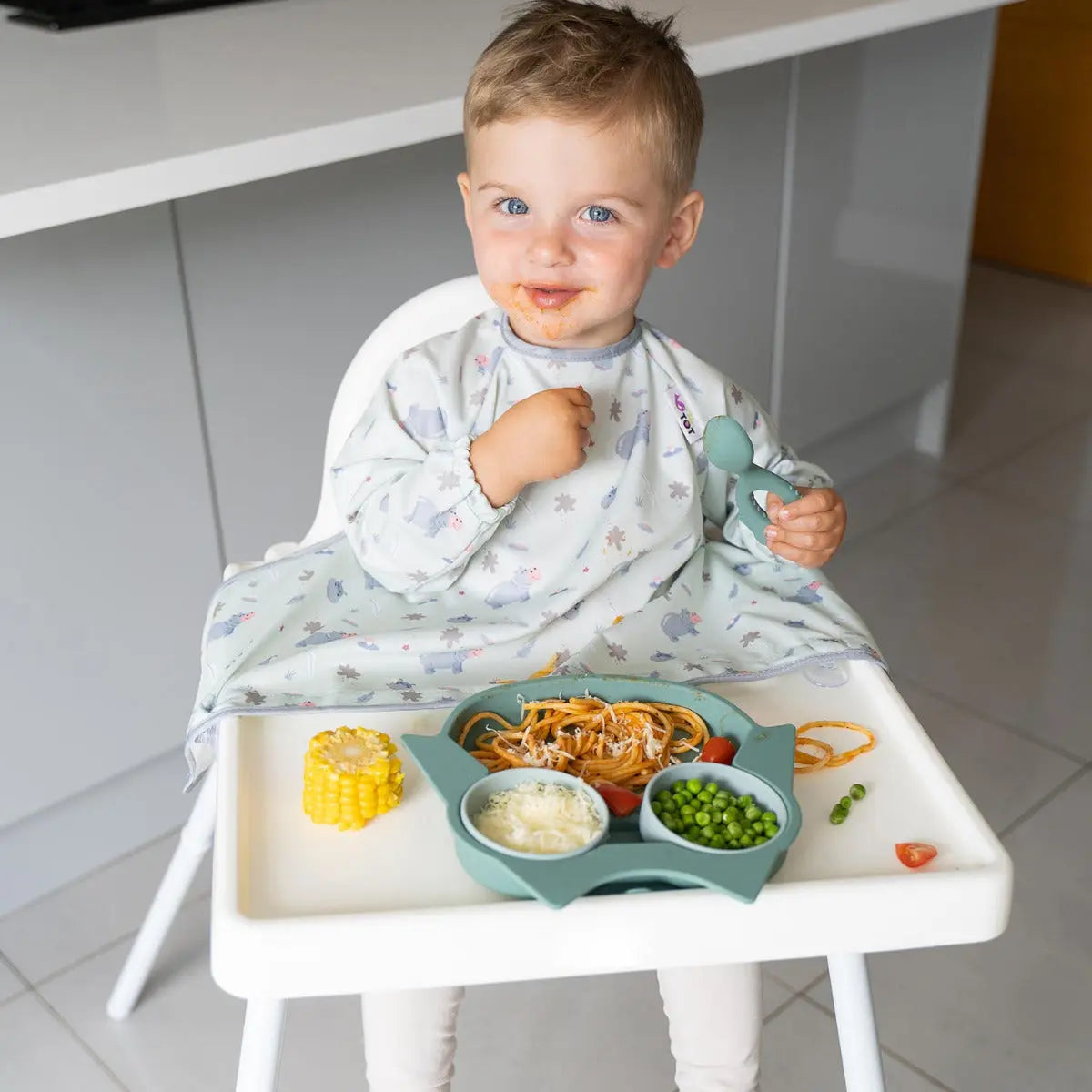 Bavoir à ventouses Cover et Catch Tidy Tot - Hippos - Lilinappy