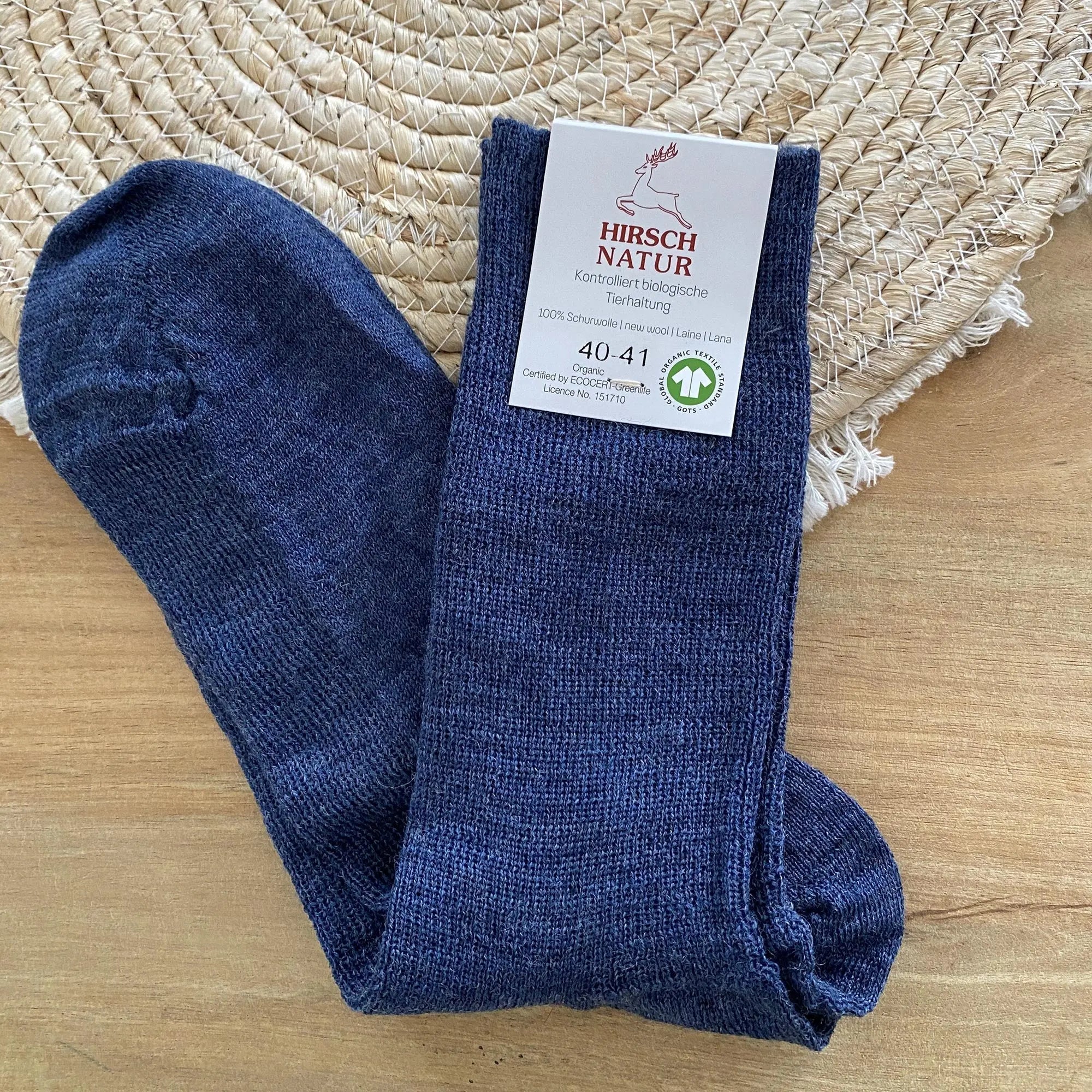 Chaussettes fines en laine Hirsch Natur Adulte 