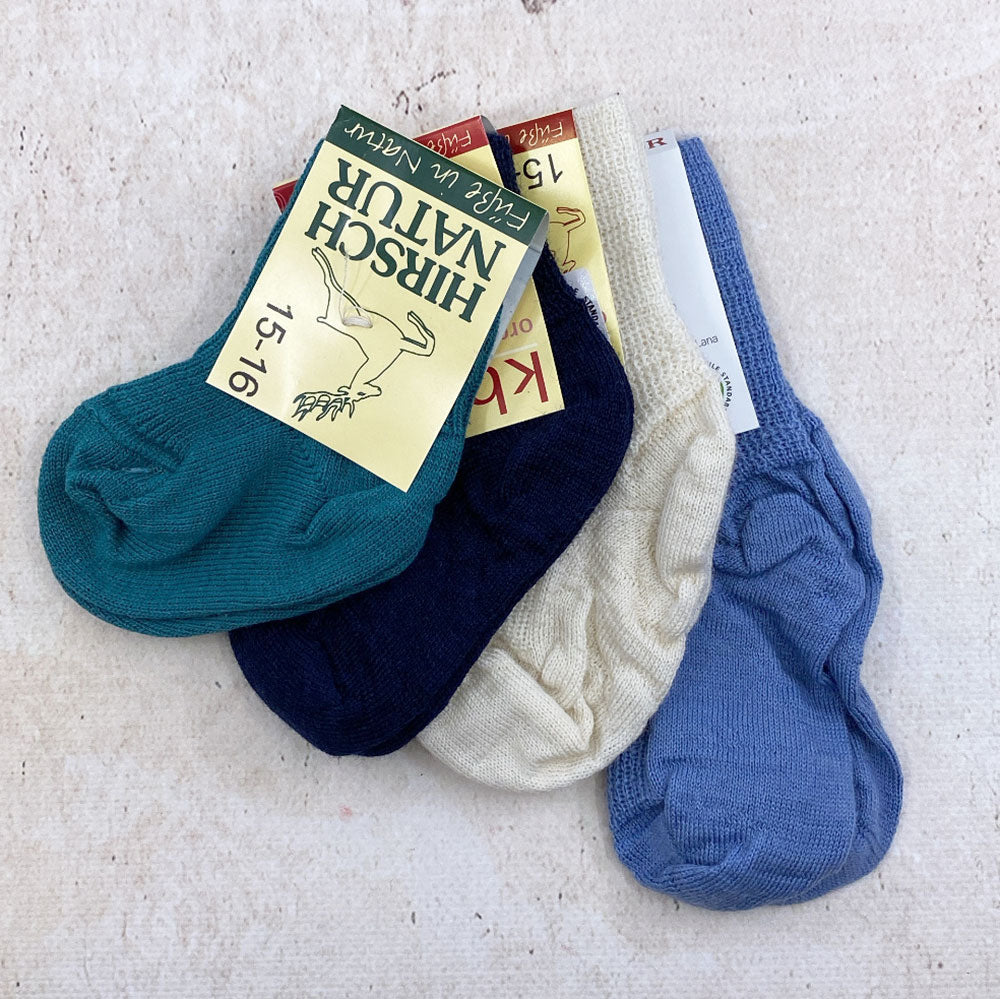 Chaussettes fines en laine Hirsch Natur - Kids 