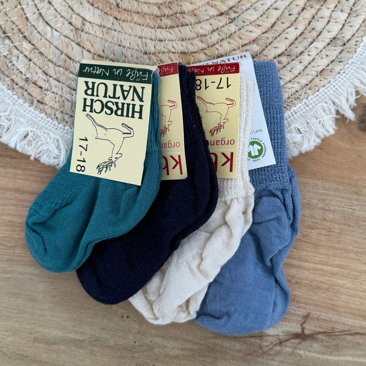 Chaussettes fines en laine Hirsch Natur - Kids 