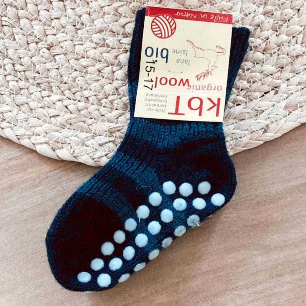 Chaussettes en pure laine antidérapantes pour enfants Hirsch Natur - Lilinappy