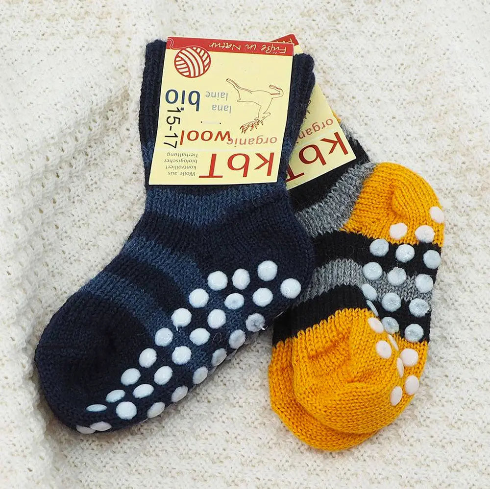 Chaussettes en pure laine bio antidérapantes Hirsch Natur