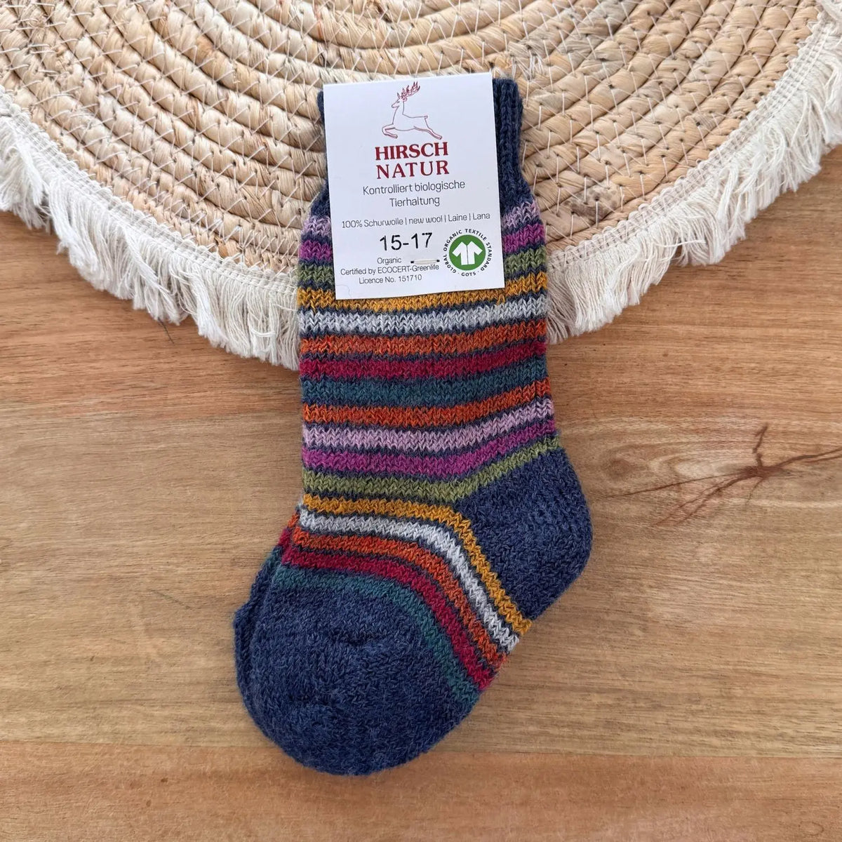 Chaussettes épaisses en laine bio enfant Hirsch Natur - Rainbow