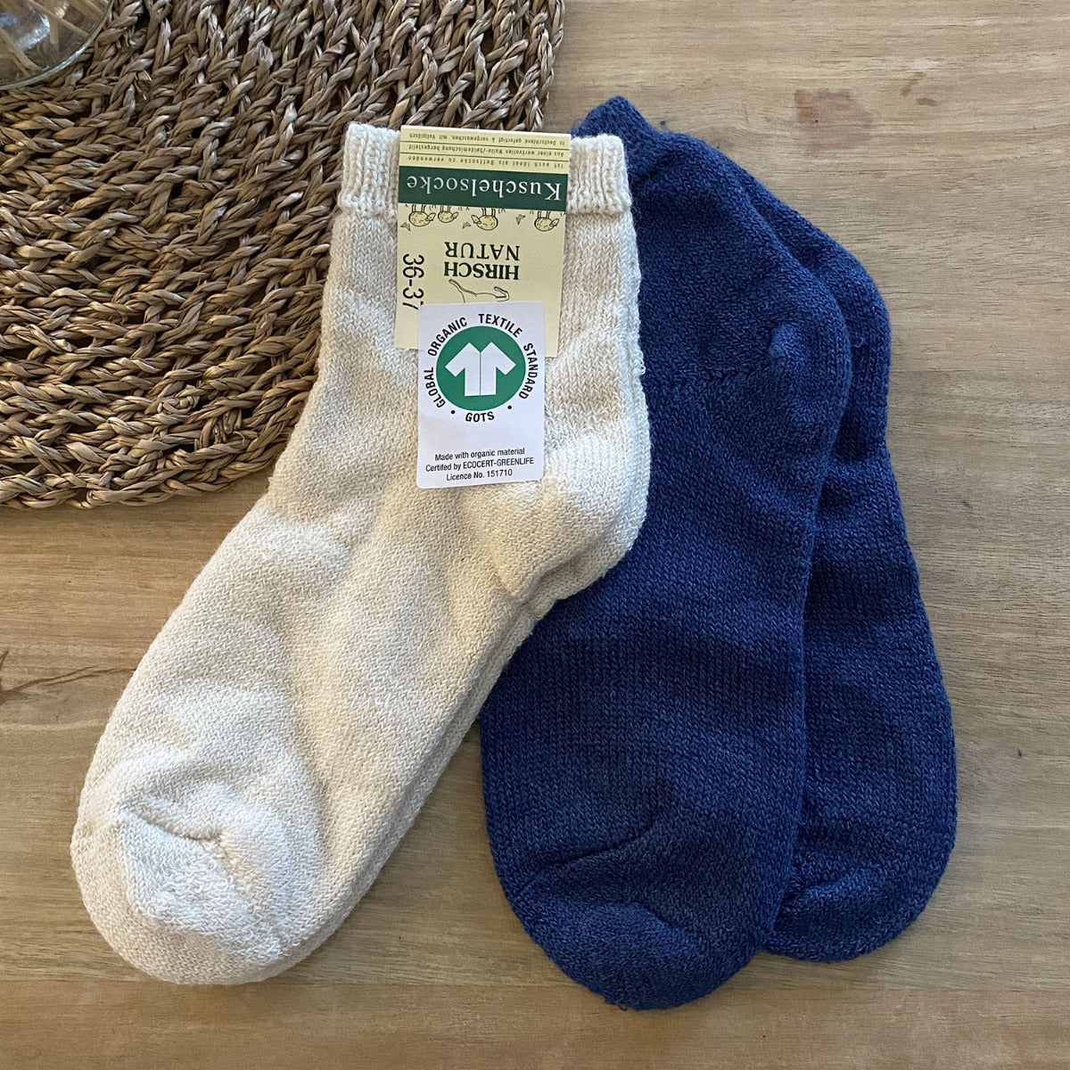 Chaussettes adulte laine et soie EliaYoga Hirsch Natur 