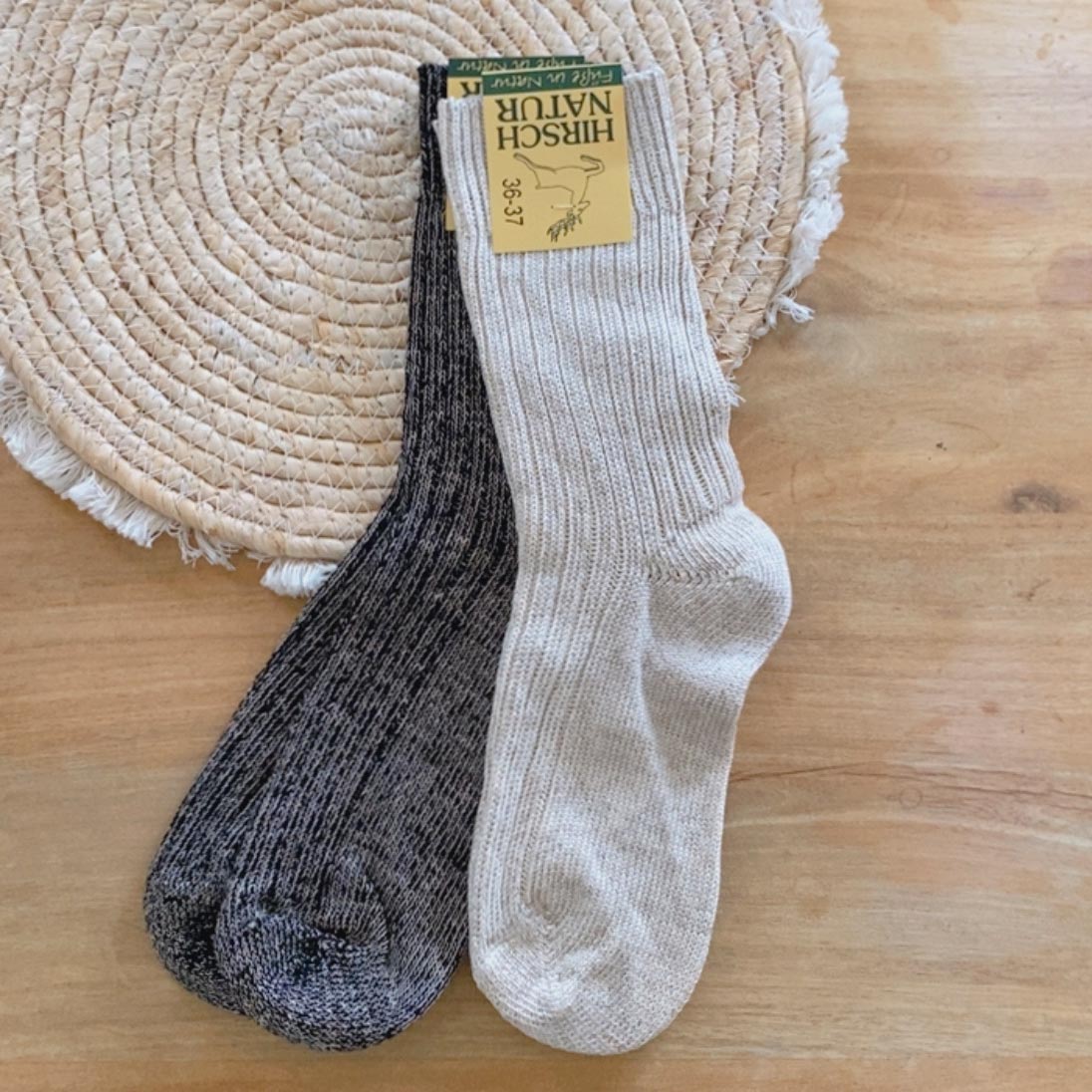 Chaussettes adultes Coton bio et lin Hirsch Natur 