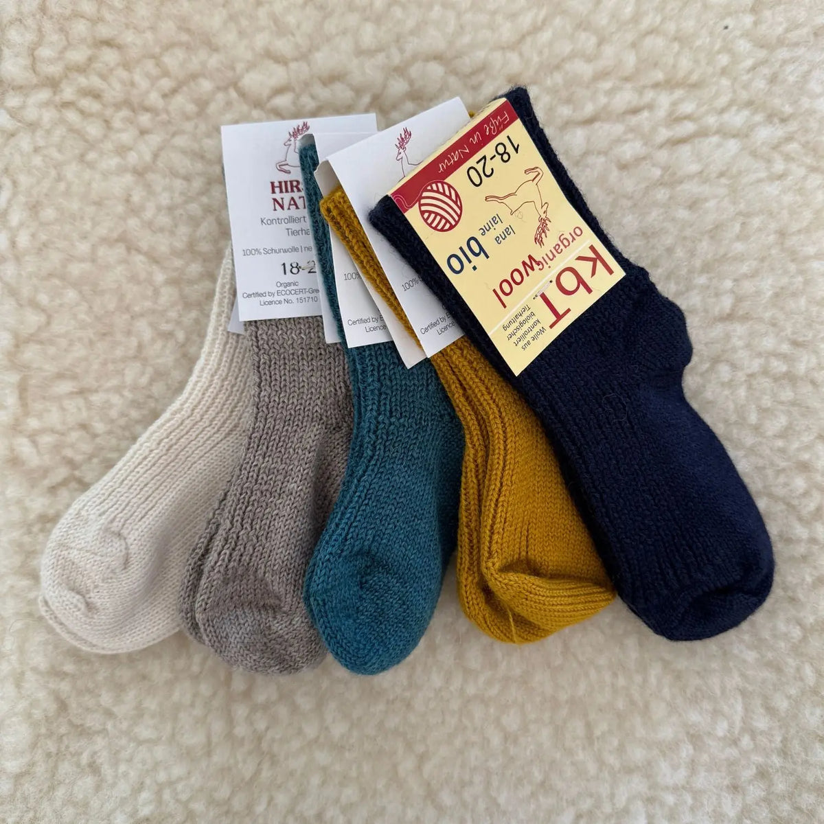 Chaussettes en pure laine pour enfants Hirsch Natur