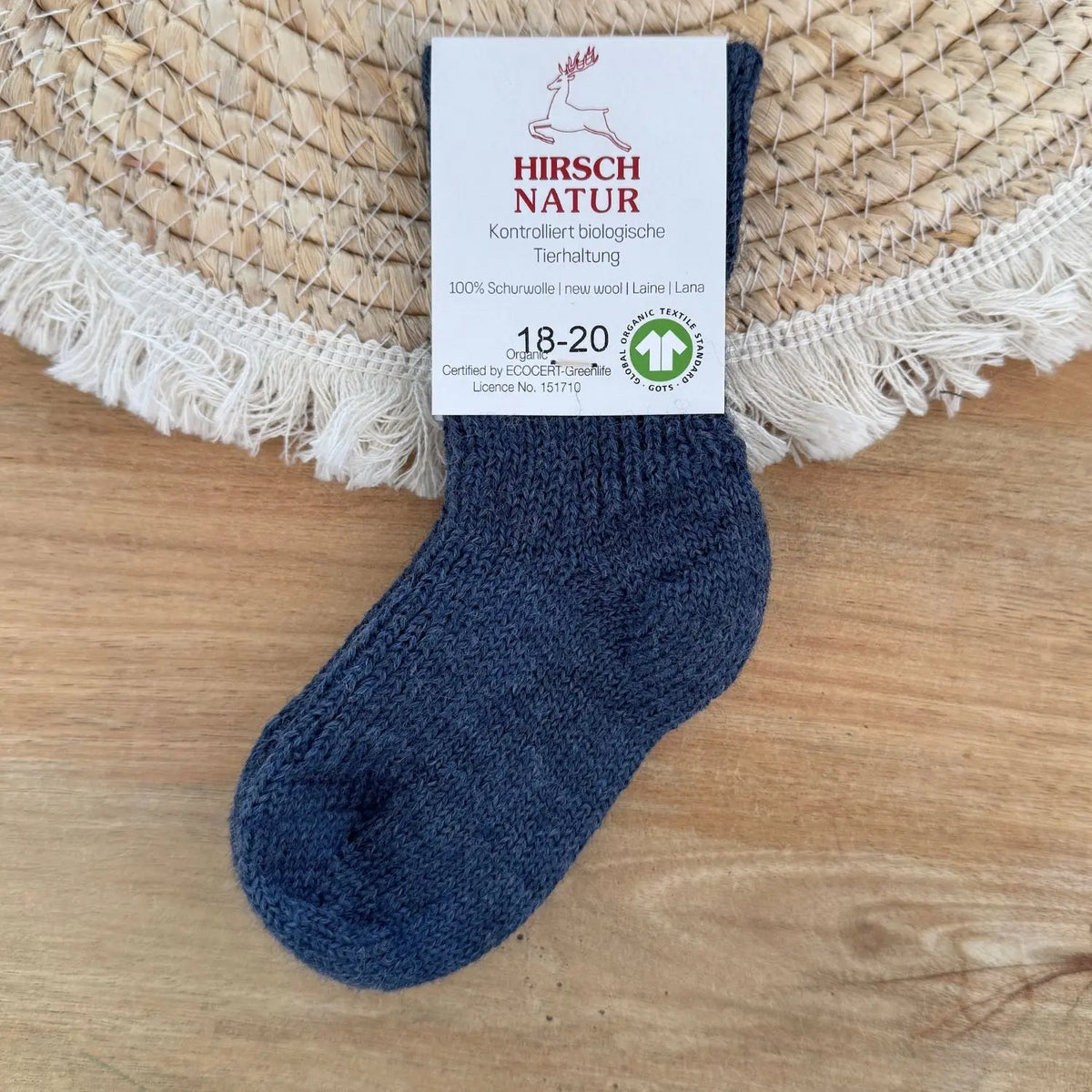 Chaussettes en pure laine pour enfants Hirsch Natur