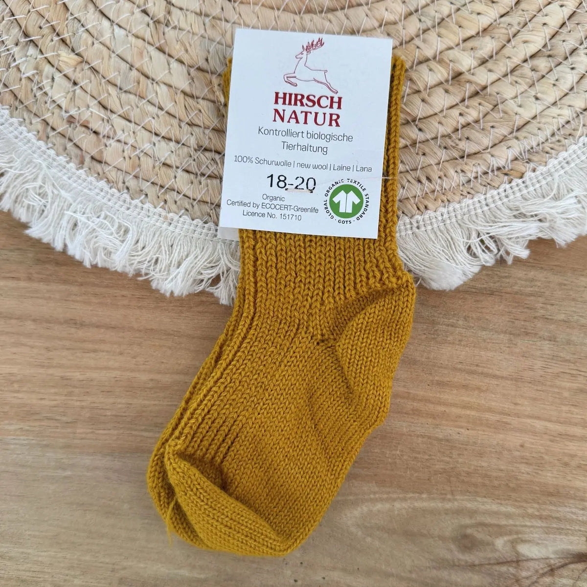 Chaussettes en pure laine pour enfants Hirsch Natur