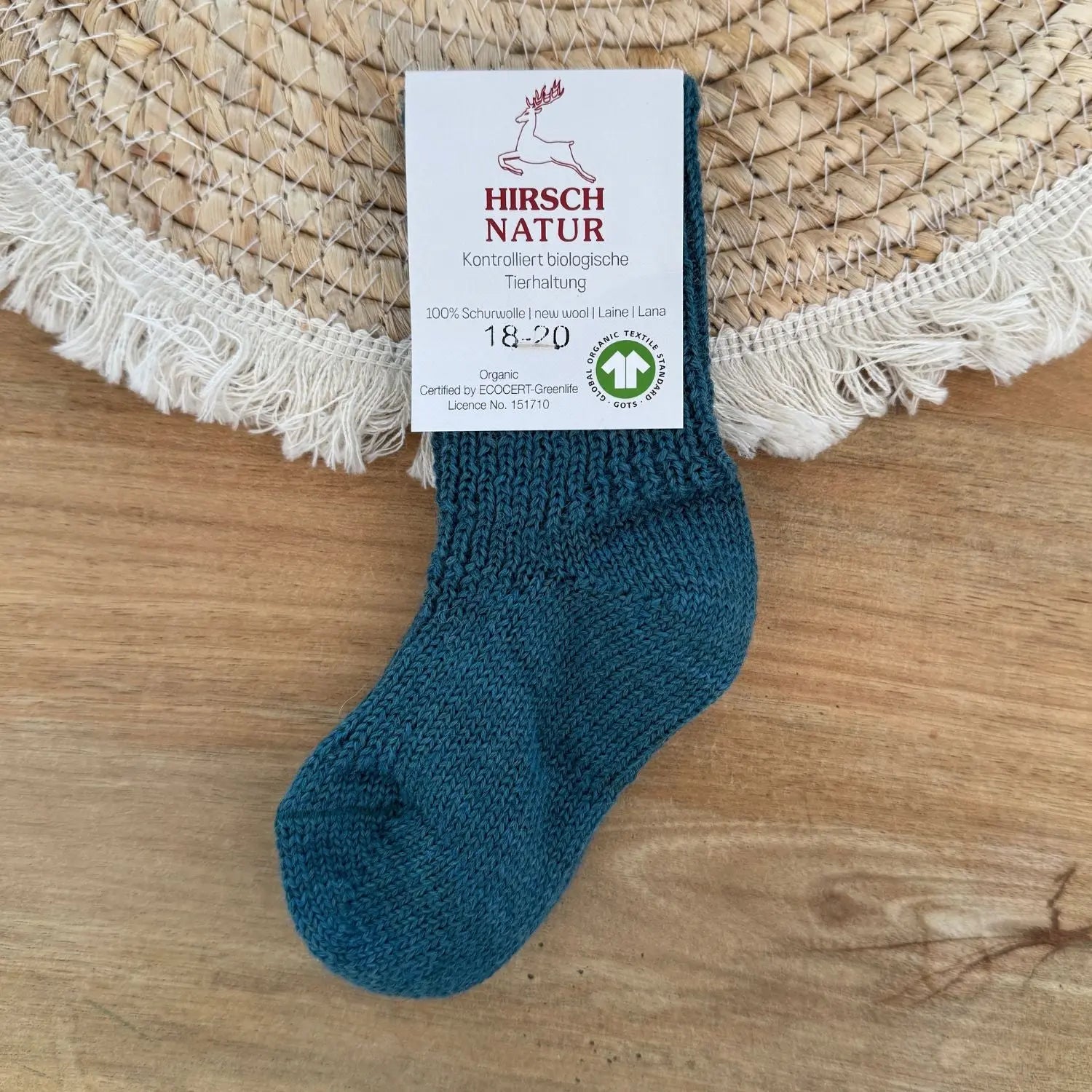 Chaussettes en pure laine pour enfants Hirsch Natur