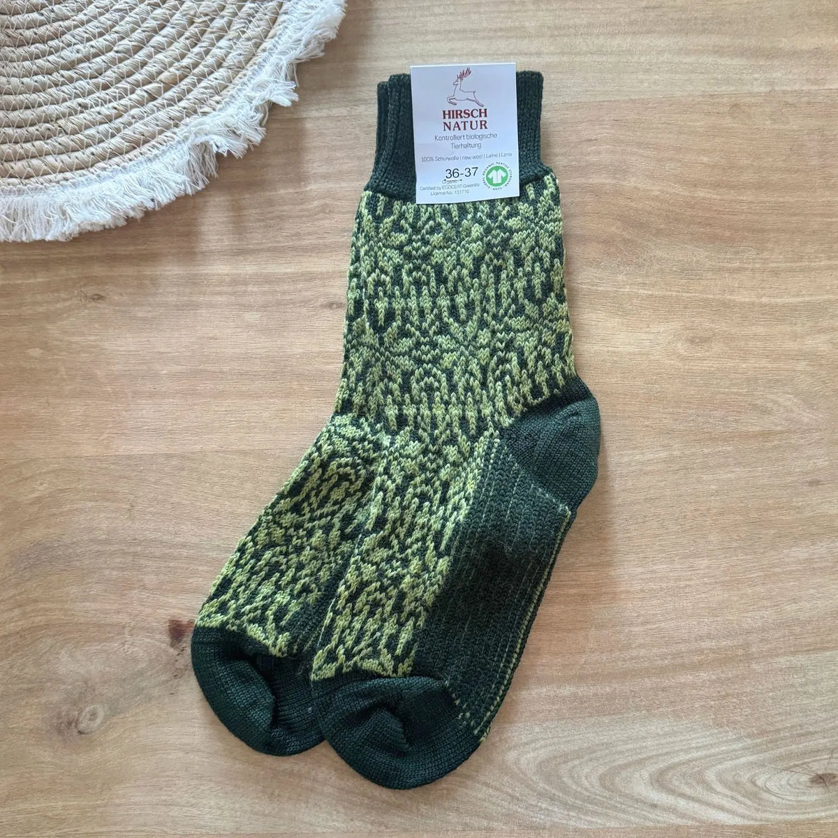 Chaussettes norvégiennes épaisses en laine Hirsch Natur Adulte