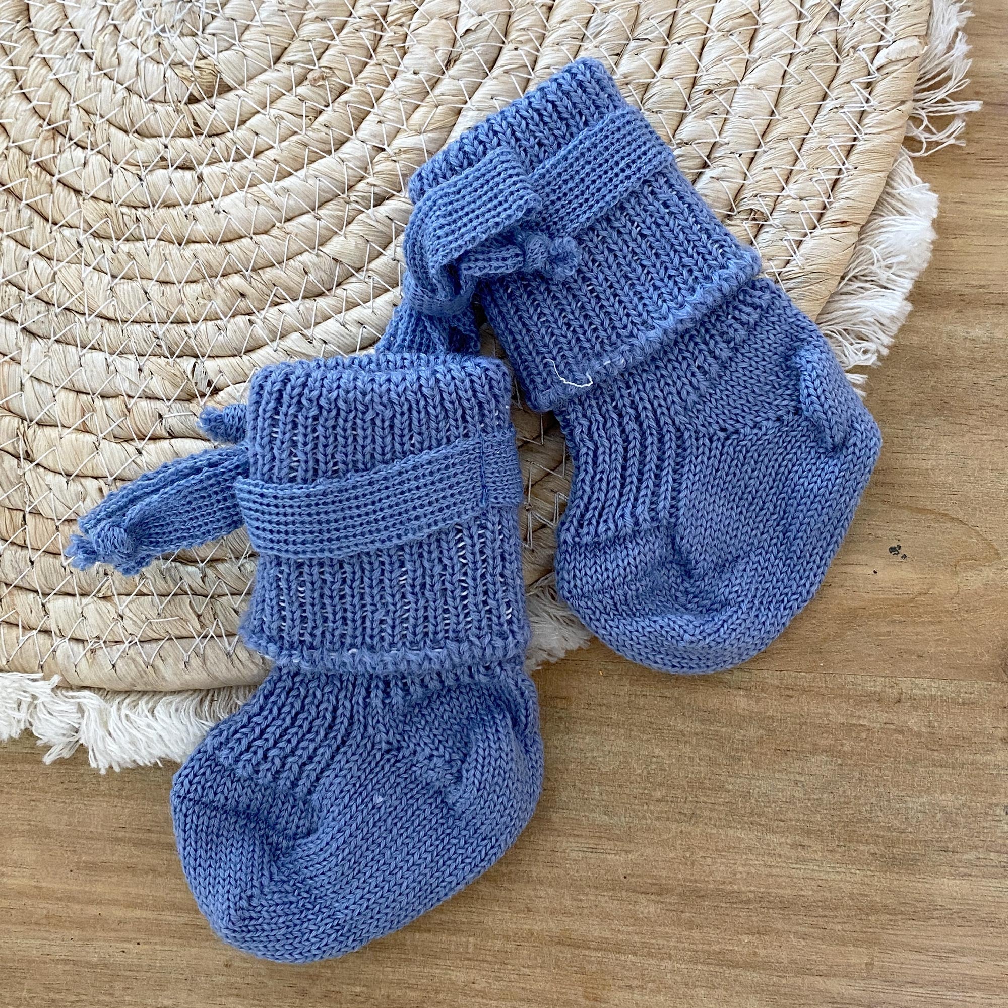 Chaussettes en pure laine nouveau-né Hirsch Natur - Bleu 