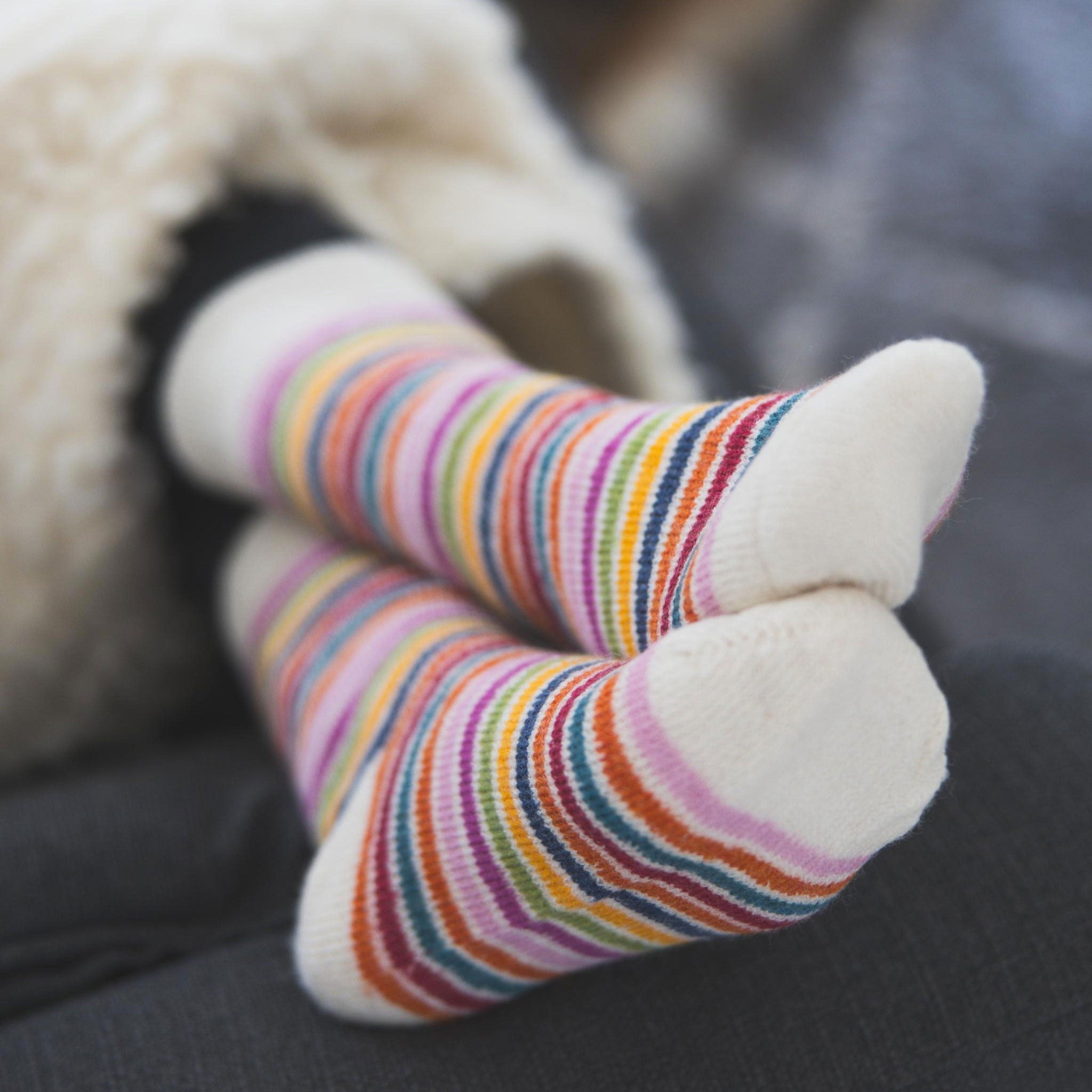 Chaussettes épaisses en laine Hirsch Natur Adulte Rainbow - Lilinappy