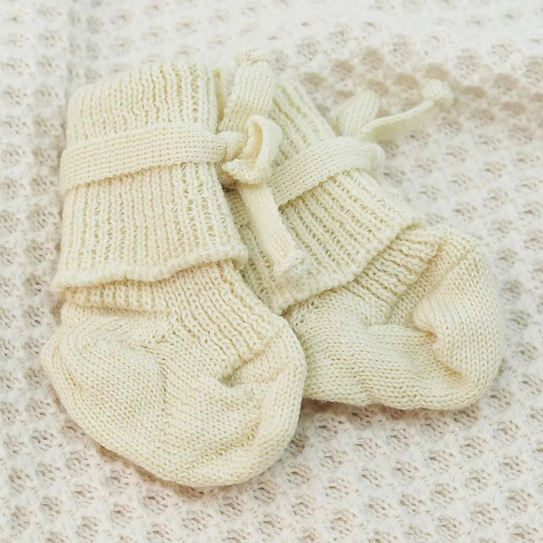 Chaussettes en pure laine nouveau-né Hirsch Natur - Naturel - Lilinappy