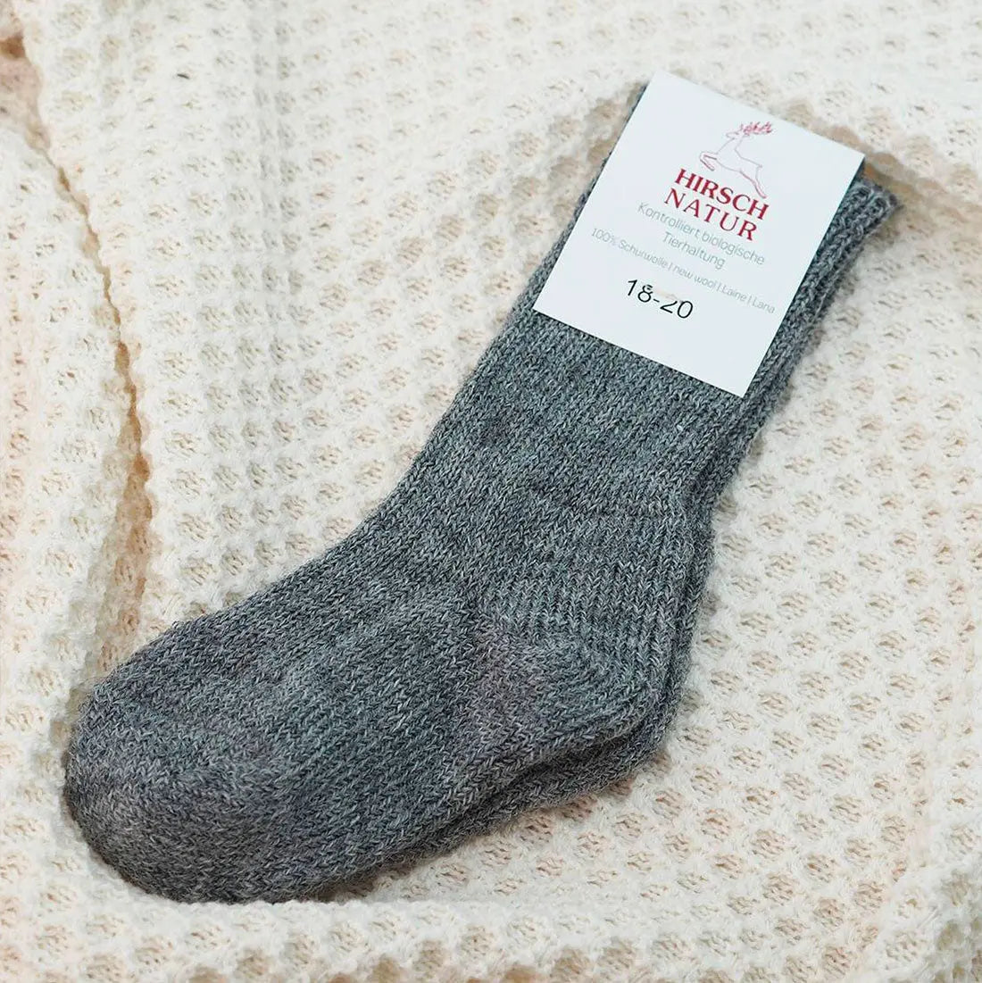 Chaussettes hautes en pure laine pour enfants Hirsch Natur - Lilinappy