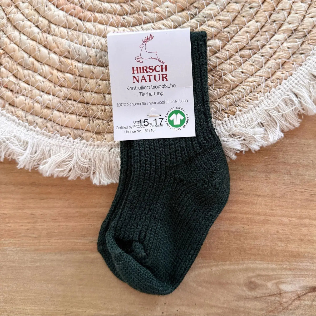 Chaussettes en pure laine pour enfants Hirsch Natur