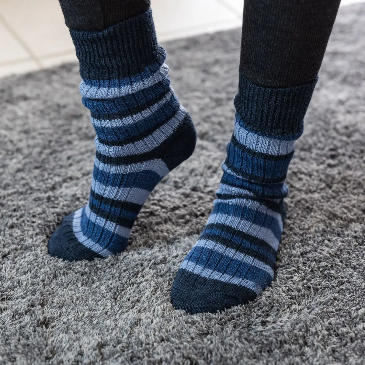 Chaussettes épaisses rayées en laine bio Hirsch Natur Adulte