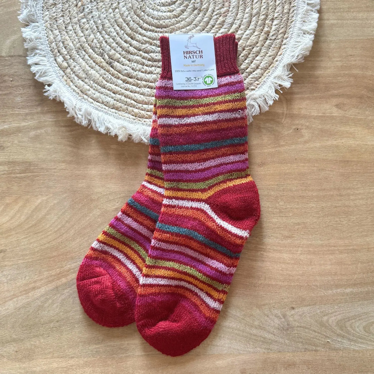 Chaussettes épaisses en laine Hirsch Natur Adulte Rainbow