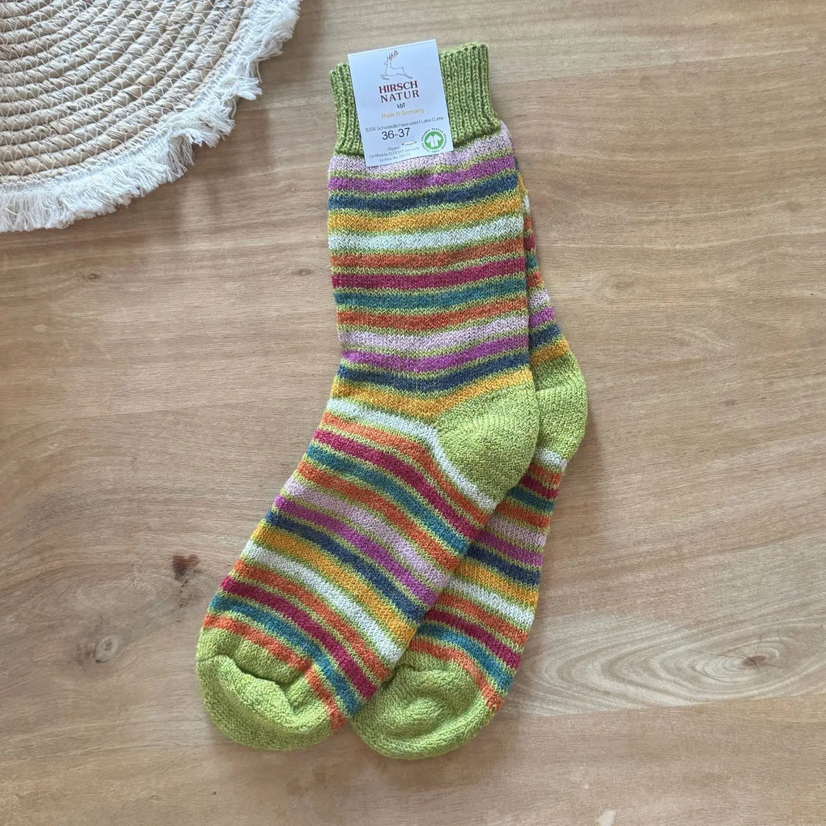 Chaussettes épaisses en laine Hirsch Natur Adulte Rainbow
