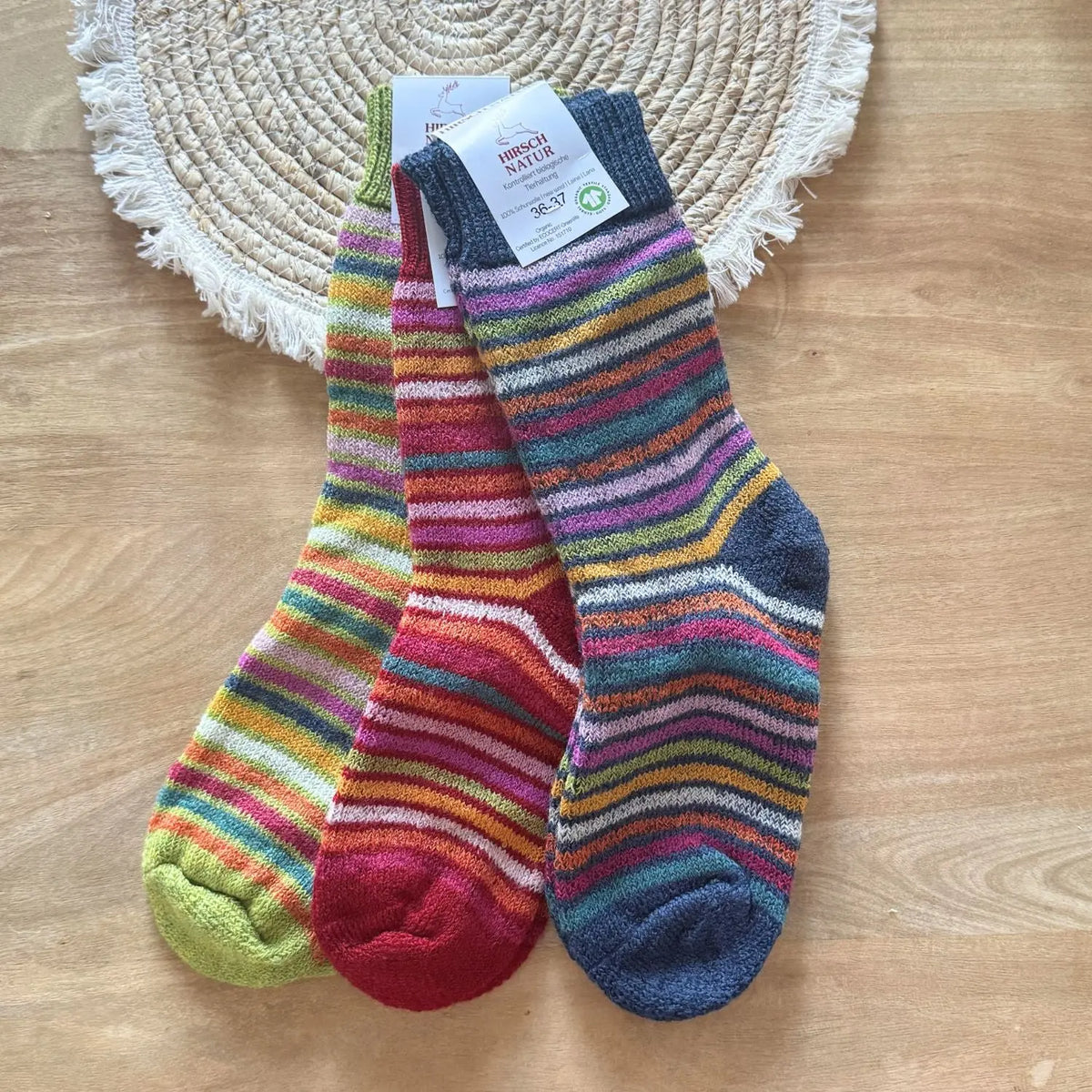 Chaussettes épaisses en laine Hirsch Natur Adulte Rainbow