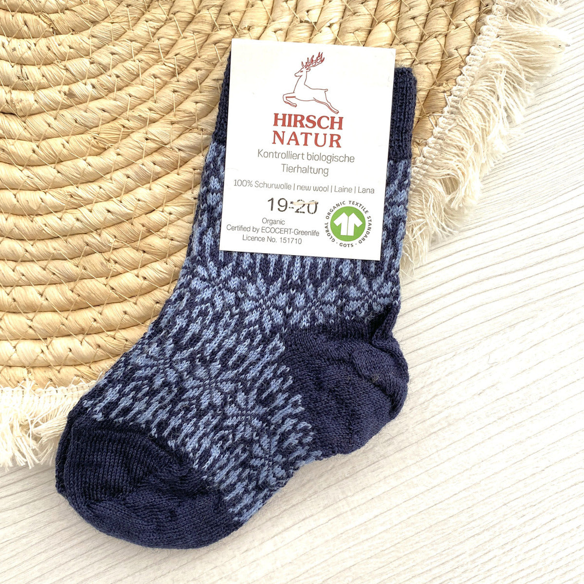 Chaussettes fines en laine motif étoile Hirsch Natur Kids