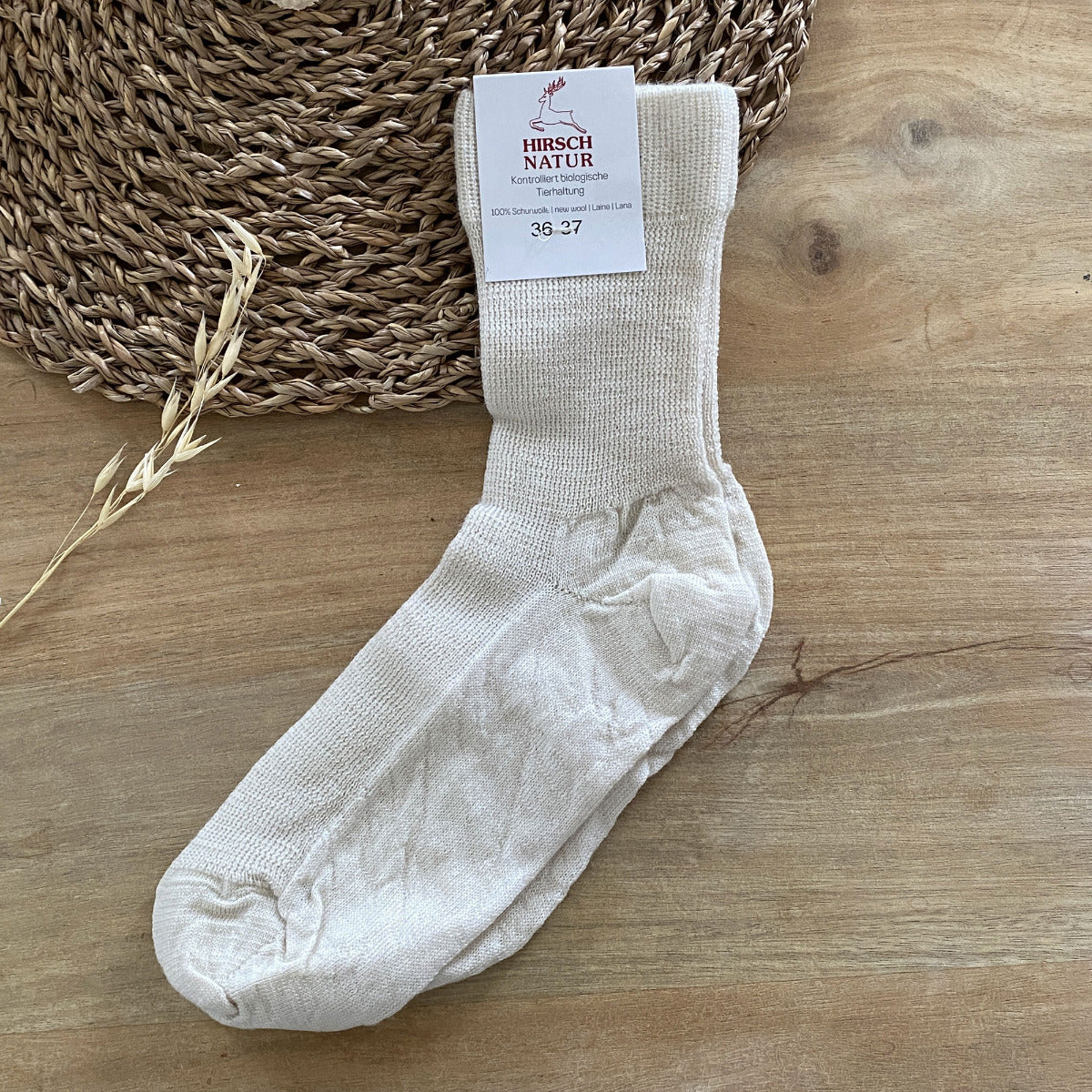 Chaussettes fines en laine Hirsch Natur Adulte 