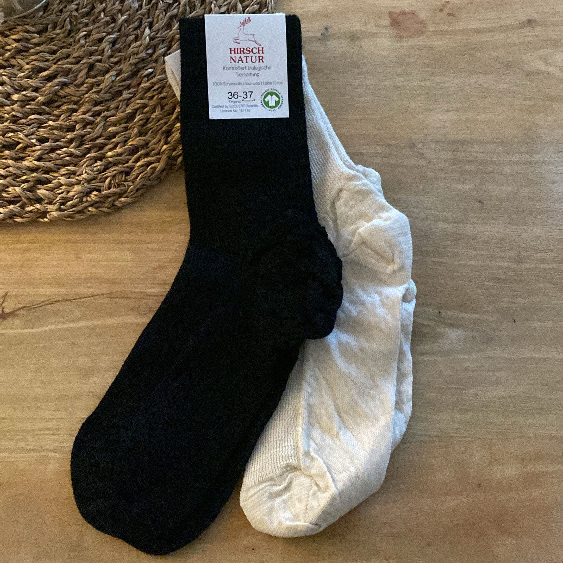 Chaussettes fines en laine Hirsch Natur Adulte 