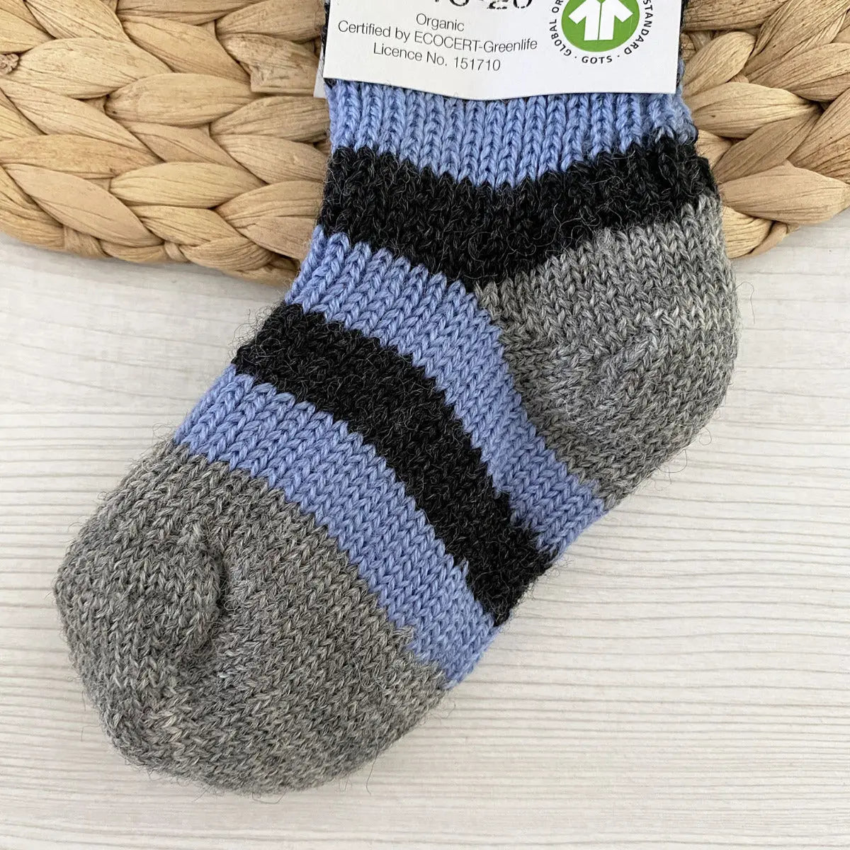 Chaussettes en pure laine pour enfants Hirsch Natur - Rayé - Lilinappy