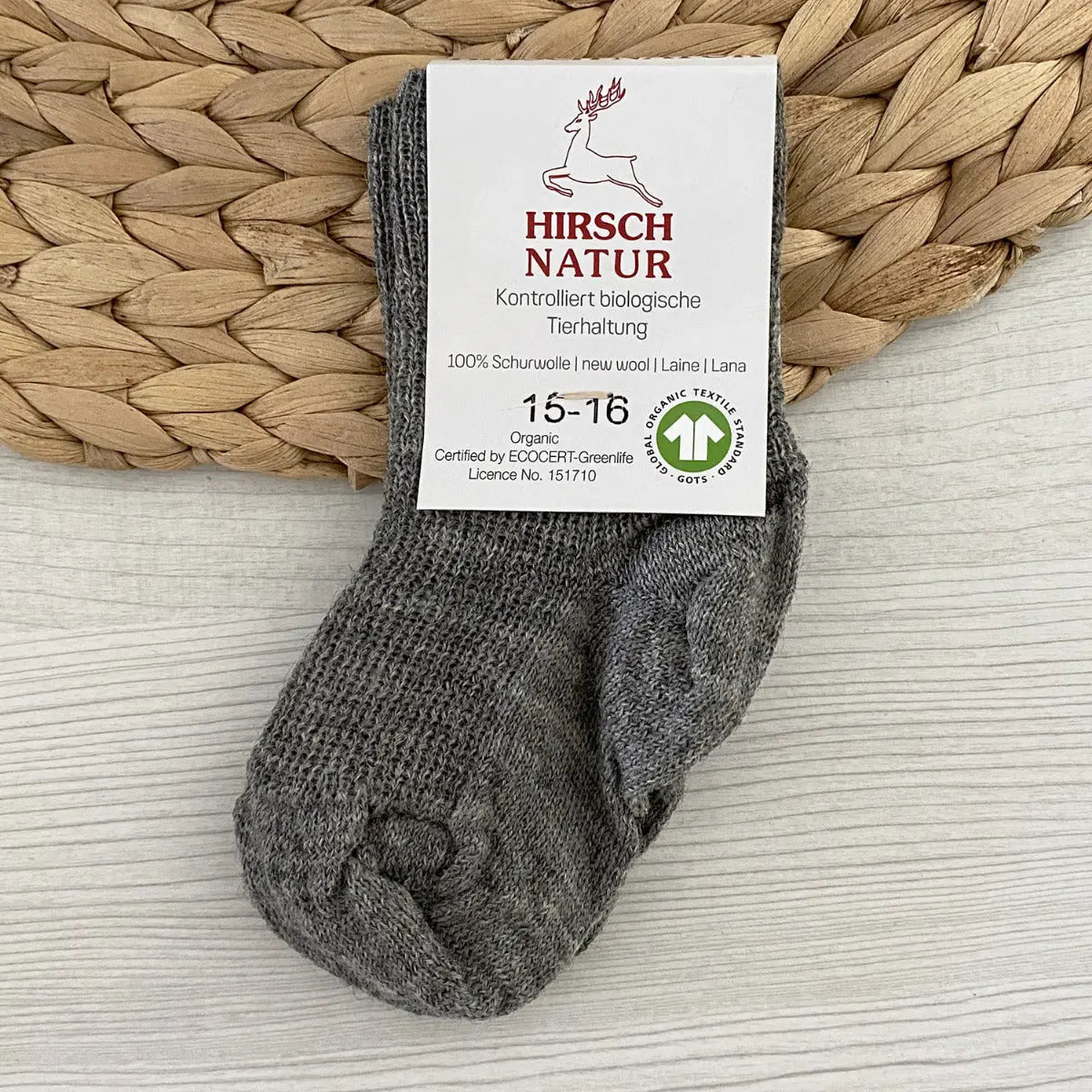 Chaussettes fines en laine Hirsch Natur - Kids - Lilinappy