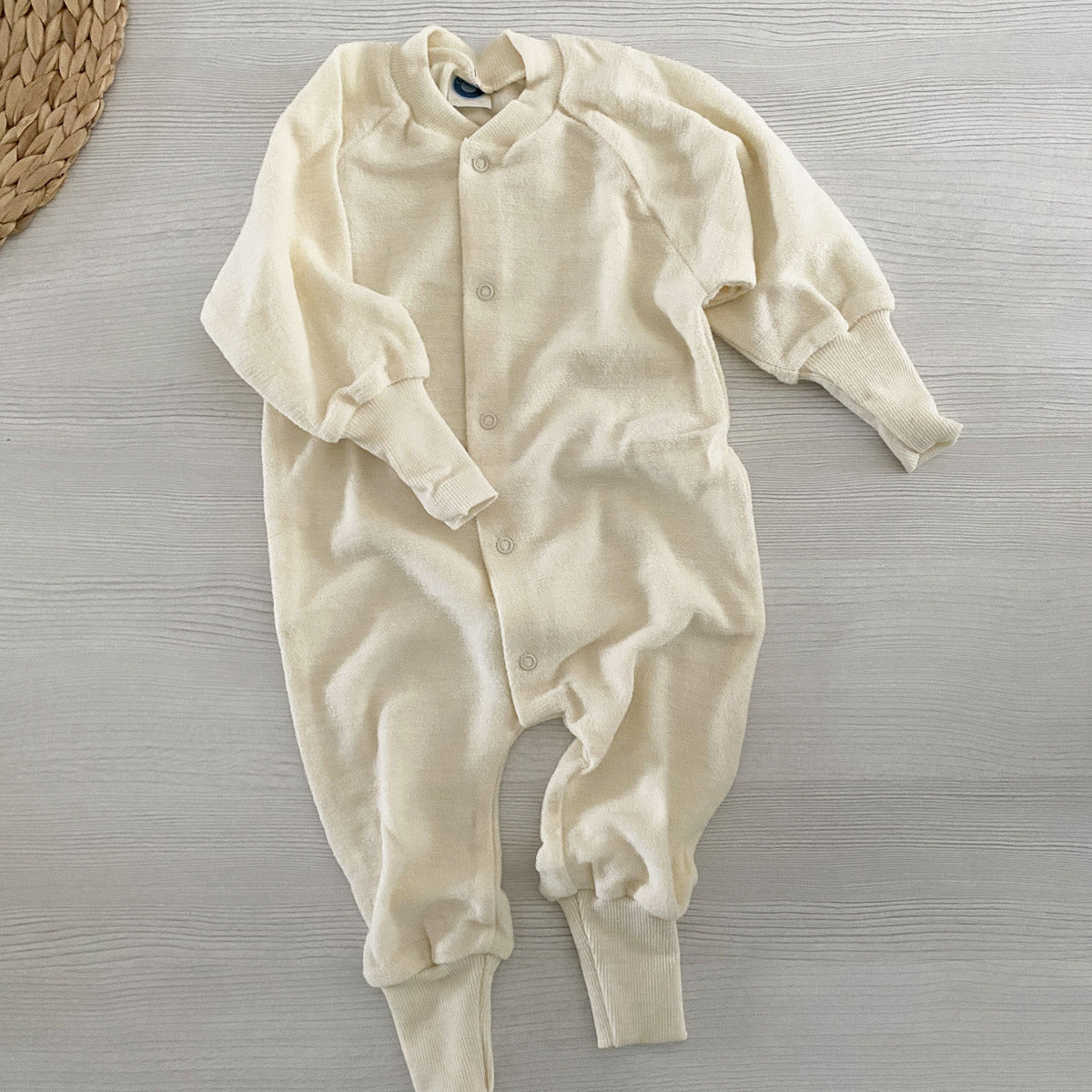 Pyjama sans pieds en éponge de laine Cosilana - Naturel