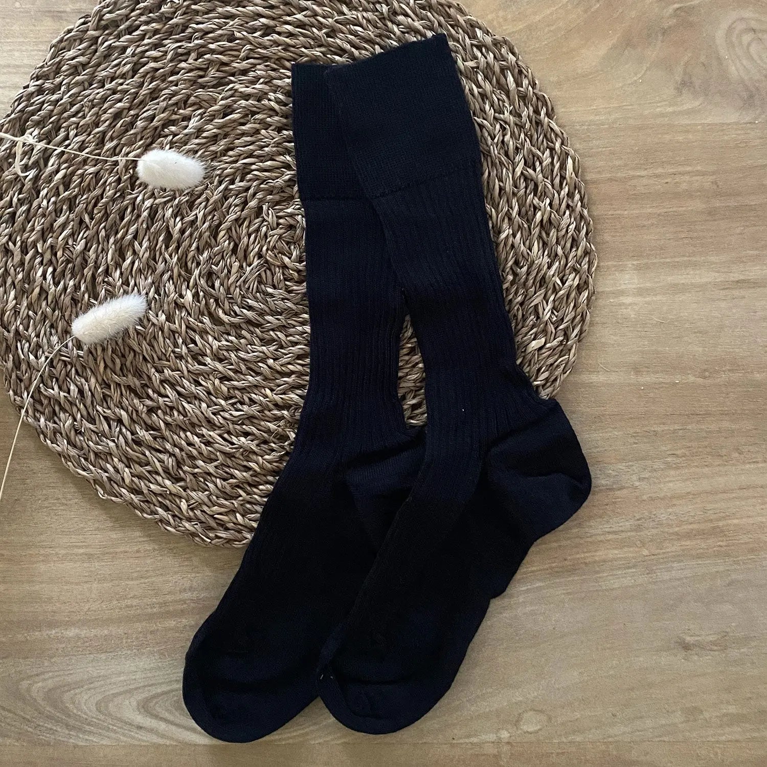 Chaussettes fines en laine Hirsch Natur Adulte - Noir - Lilinappy