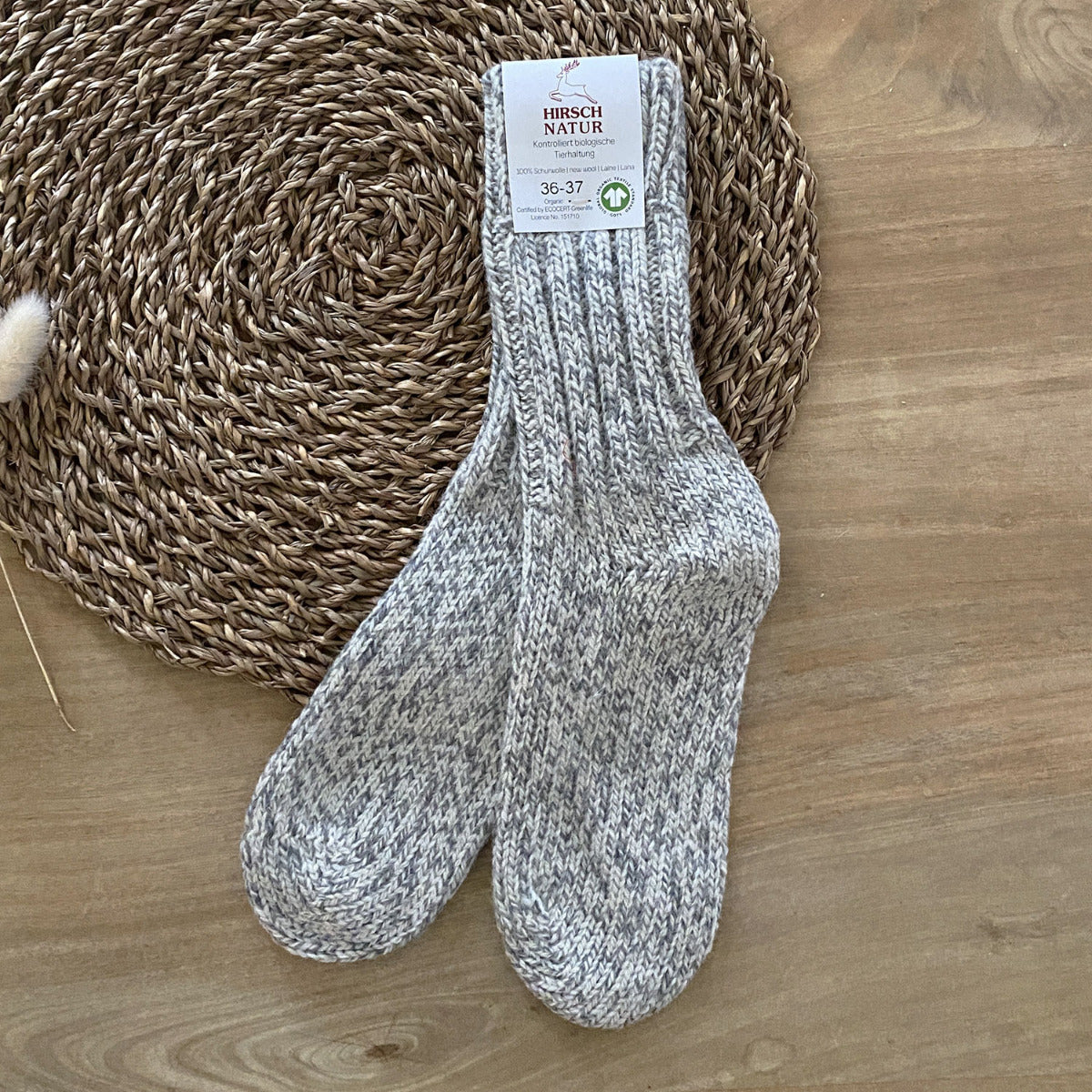 Chaussettes norvégiennes épaisses en laine Hirsch Natur Adulte - Gris chiné