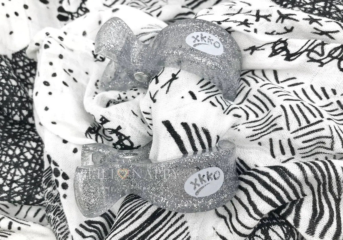 Lot de 2 clips Glitter pour lange bébé XKKO-Argent
